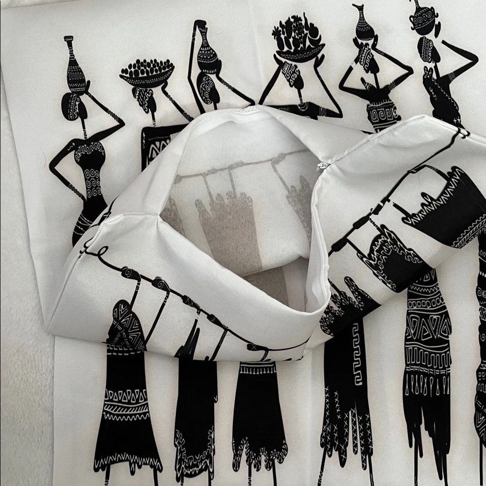 Black and White Tribal Pillow Covers 16”x 16” - Picture 3 of 3